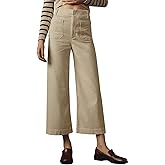 miduo Womens Casual Button Zipper High Waisted Straight Leg Wide Leg Corduroy Pants with Pockets Trousers