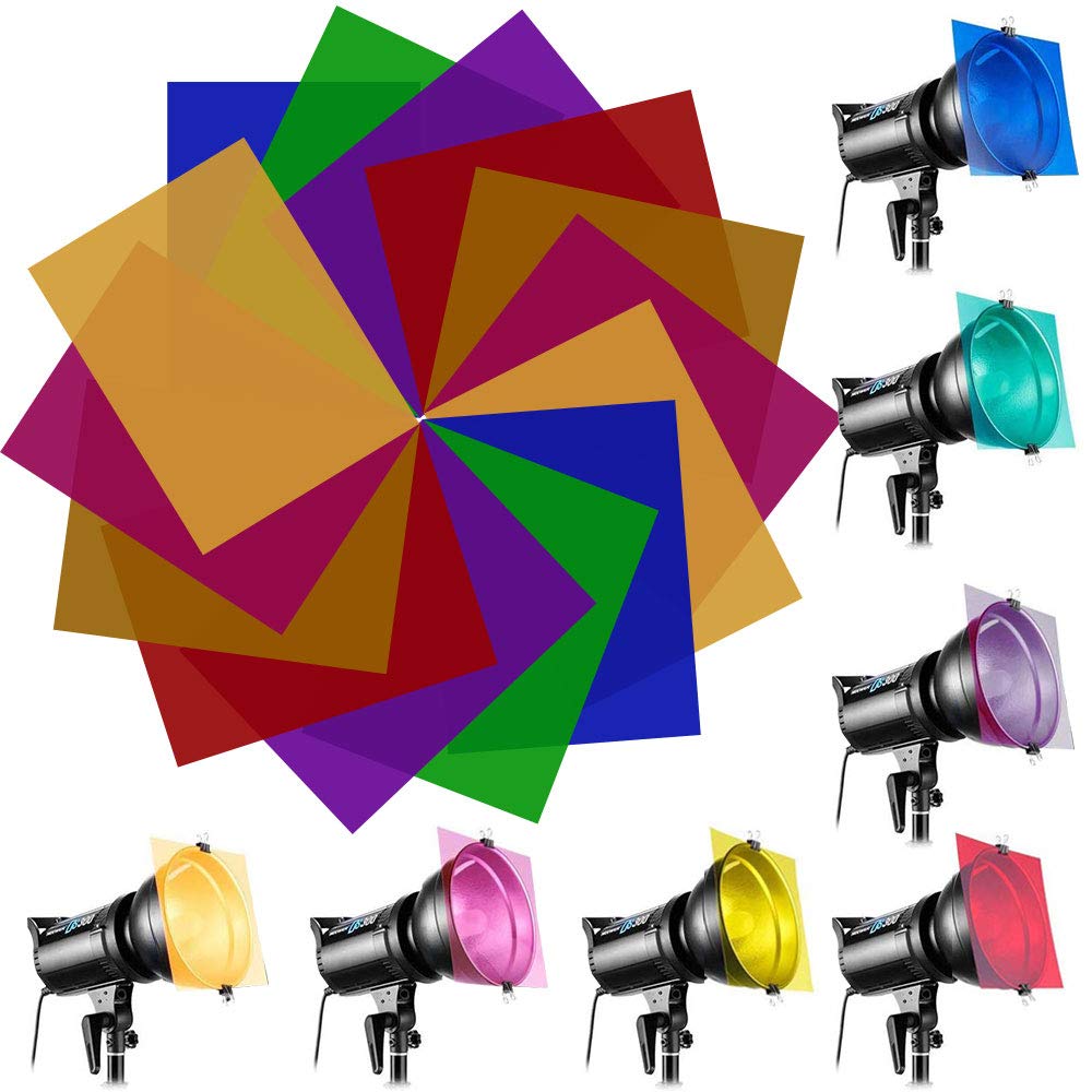 EMAGEREN 14 Pack Correction Gel Light Filter 7 Colors Lighting Gel Filter Kit Colored Overlays Transparency Color Film Light Filters Film for Photo Studio Flash LED Video Light DJ Light, 28 * 22cm