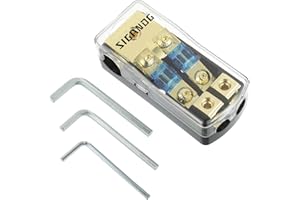 SIGANDG 2 Way Mini ANL Fuse Holder 60A 0/2/4 Gauge Input 4/8 Gauge Output Fuse Distribution Block, for Audio Stereo Amplifier of car Truck Ship, with 3 Hexagon Wrench