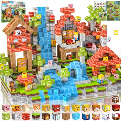 Crifeton Costruzioni Magnetiche per Bambini 100 PCS 2CM 3+ Giochi Cubi Magnetici Blocchi Magnetic Building Blocks Giocattoli Montessori a Partire da 3 4 5 6 7 8 9 10 11 12 Anni Regali di Compleanno
