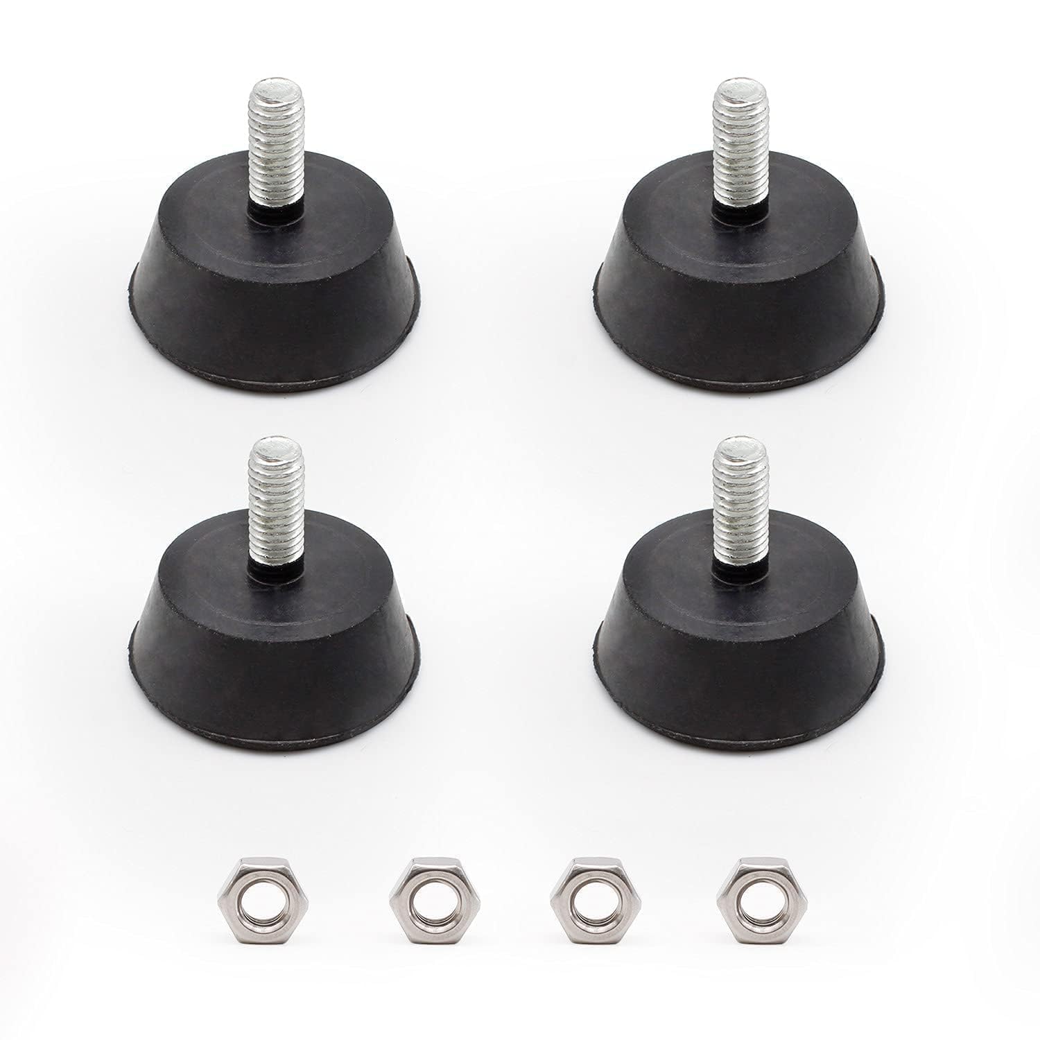 TIANLIN 4-Pack M6 x 16mm Adjustable Leveling Feet, 32mm Diameter Base, Black Shock-Absorbing Rubber Pads for Furniture, Anti-Slip and Stable