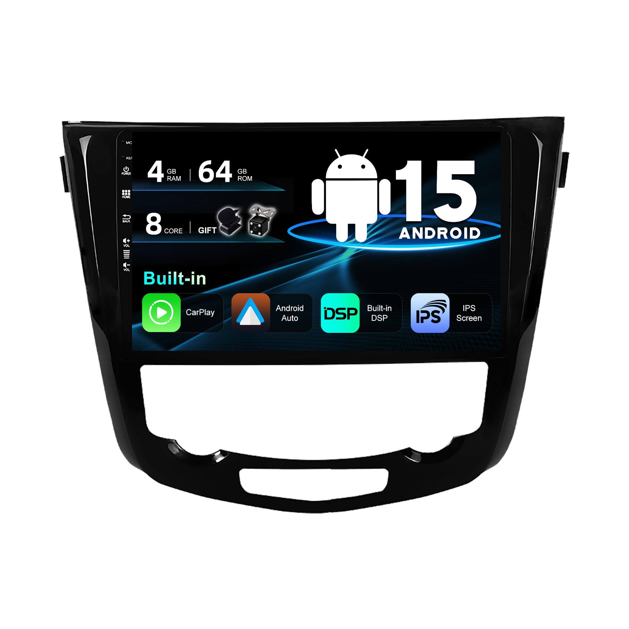 SXAUTO Car Radio Android 10 Suitable for X-Trail Qashqai J11 Rouge (2014-2018) - Built-in Carplay/Android Car/DSP - Camera MIC Free - 4G + 64G - 10.1 Inch 2 Din - Supports DAB SWC 4G WiFi. i BT