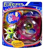 Hasbro Year 2007 Littlest Pet Shop Special Edition Pet PUNKIEST Series Bobble Head Pet Figure Set - Punk CATERPILLAR with Necklace and Show-Off Bubble Display Case (64052)