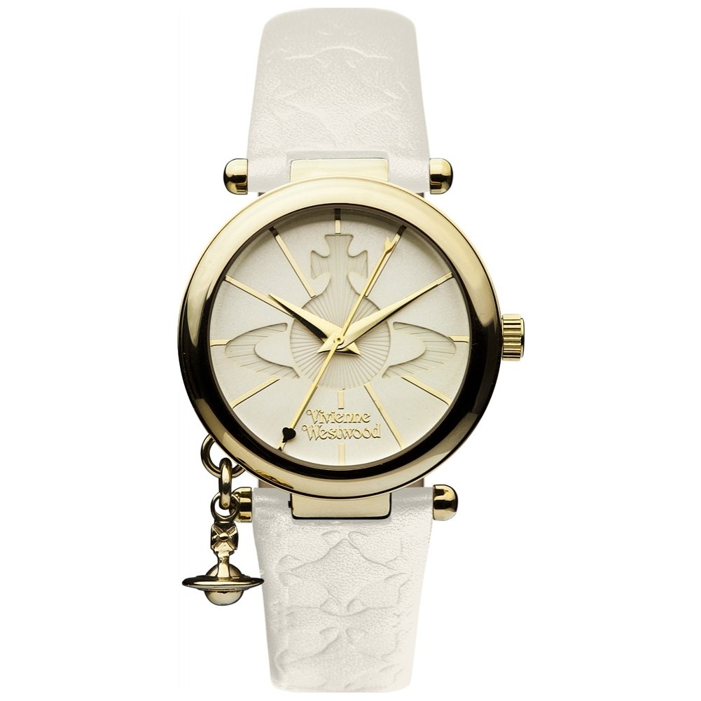 Vivienne Westwood Orb II Women's Quartz Watch with White Dial Analogue Display and White Leather Strap VV006WHWH