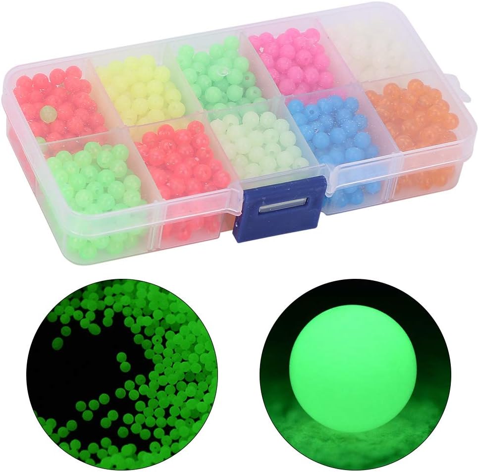 1000pcs/Box 4mm Fishing Beads Assorted, Soft Luminous Glow