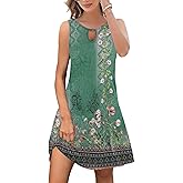ETCYY Summer Dresses for Women 2026 Trendy Boho Floral Print Beach Cover Up Casual Spring Sleeveless Sundresses