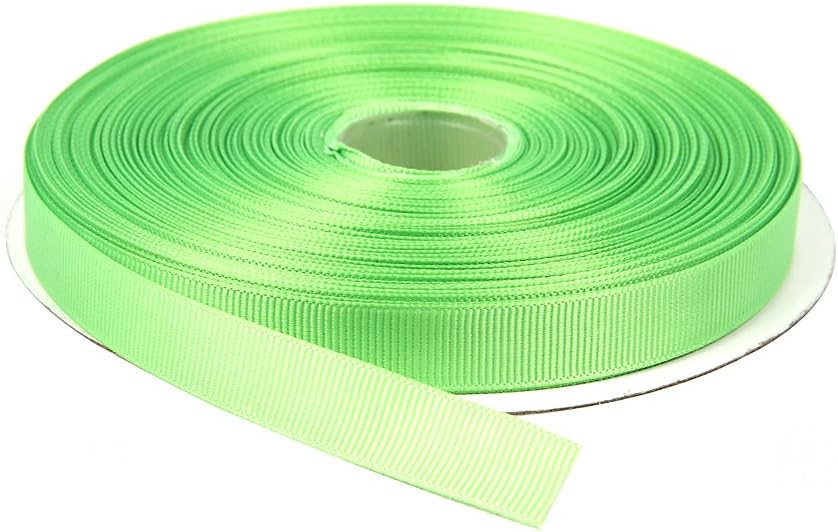 Topenca Supplies 1/2 Inches x 50 Yards Double Face Solid Grosgrain Ribbon Roll, Apple Green