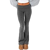 qfmqkpi Women Casual Fold Over Flare Leggings Y2k Low Rise Slim Fit Bootcut Pants Yoga Sweatpants