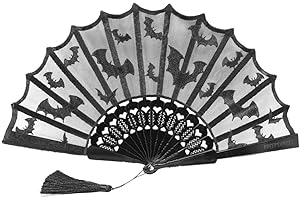 kreepsville 666 Hand Fan - Gothic Bat Lace, Folding Fan for Ghoulish Glamour