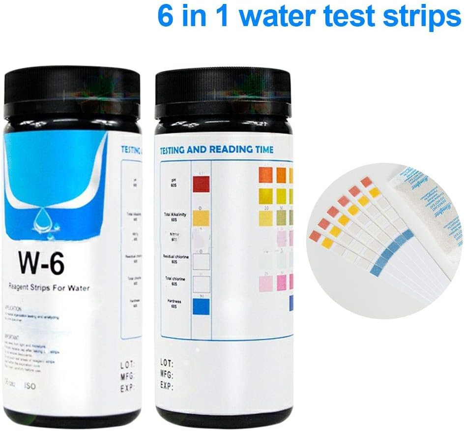 6in1 Swimming Pool and Spa Water Chemistry Test Strips, 100 Count