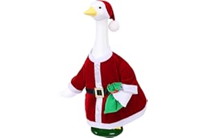 Pextian Christmas Santa Porch Goose Outfit, Porch Goose Christmas Outfits, Cute Goose Clothes Costume for 23" Cement Geese Outdoor Patio Yard Decoration