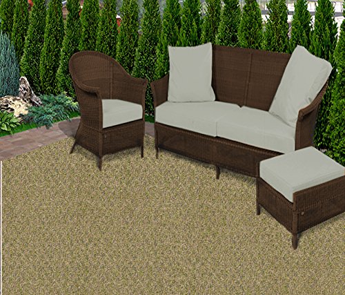 Koeckritz Rugs HALF ROUND 4'X2' Winter Grass Gardenscape Indoor/Outdoor Area Rug Carpet, Runners With Many Sizes and FINISHED EDGES.