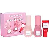 Glow Recipe Watermelon Glow Skin Care Set, Best of Dews & Hues - Full Size Niacinamide Dew Drops, Full Size Dewy Flush Watermelon Blush & Full Size Glass Balm Lip Treatment (3 Count)
