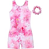 MODAFANS Leotards for Girls Gymnastics with Shorts Dance unitards Tumbling Biketards with Hair Scrunchie for3-13T