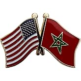 USA and Morocco Flag Die-struck Friendship Metal Lapel Pin with Butterfly Clasp Closure