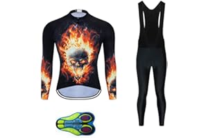 MOXILYN Cycling Jerseys Men Set Bike Clothing for Men Long Sleeve Bike Jacket and Cycling Bibs Pants with 20D Gel Pad