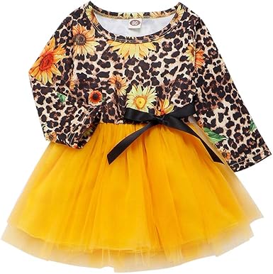 vestido infantil com estampa de girassol