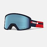 Giro Blok Ski Goggles - Snowboard Goggles for Men & Youth - Red Midnight Podium Strap with Vivid Royal Lens