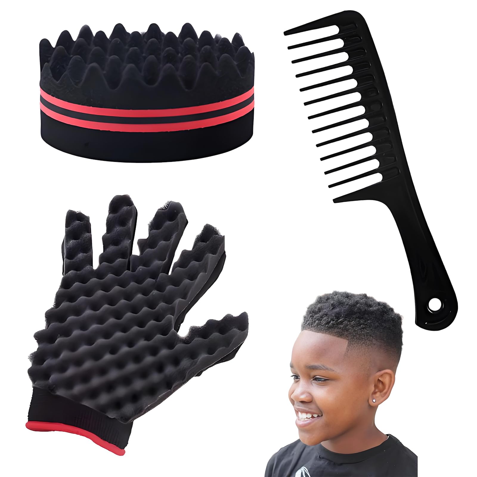 3Pcs Hair Sponge for Curls and Twists - Afro Styling Tool for Men, Home and Barber Use