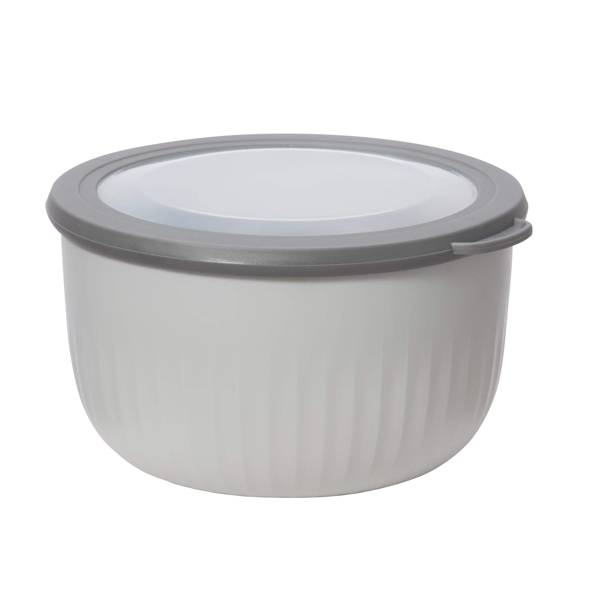 Photo 1 of Oggi Prep, Store & Serve Plastic Bowl w/See-Thru Lid- Dishwasher, Microwave & Freezer Safe, (2.6 qt) Lt Gray w/Dk Gray Lid