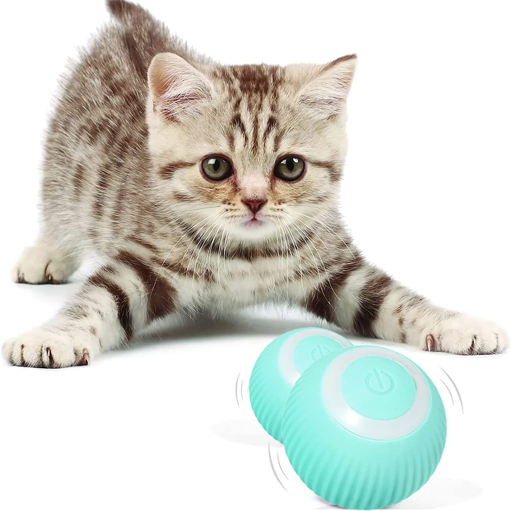 Speedy Panther Quiet Smart Cat Ball Toy Interactive Cat Toys for Indoor Cats Adult Automatic 360° Rotating Kitten Toys with LED Stimulate Hunting Instinct - USB Rechargeable, Blue