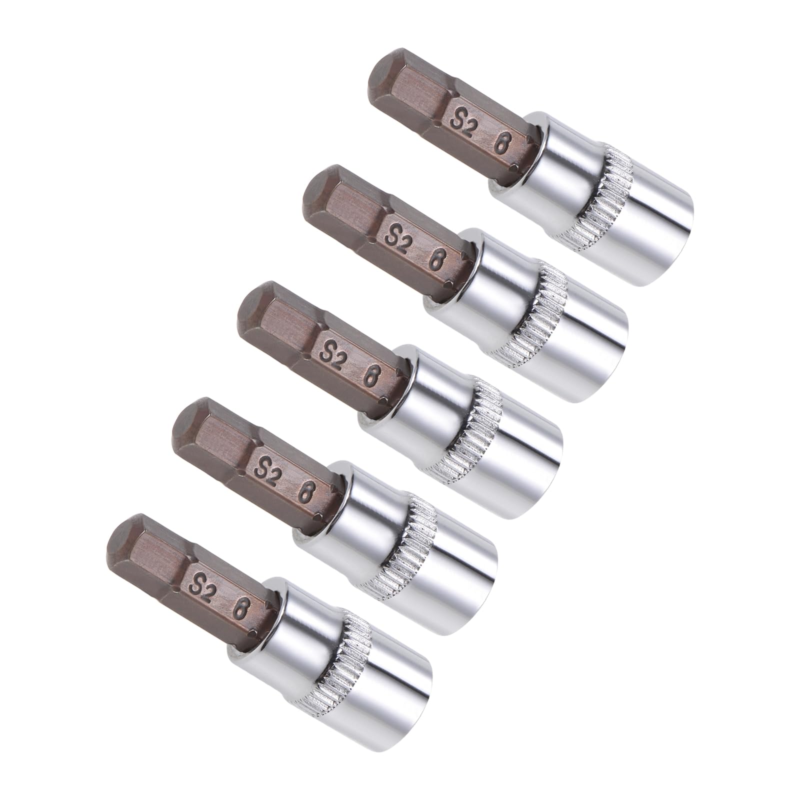 CoCud Hex Bit Socket, Metric H6 (6mm) Bit 1/4" Drive 1.5" Long, S2 Alloy Steel Heat Treated CR-V Socket - (Applications: for Fastener Application), 5-Pieces