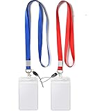 YOUOWO 2 Pack Blue Red Lanyard with Vertical ID