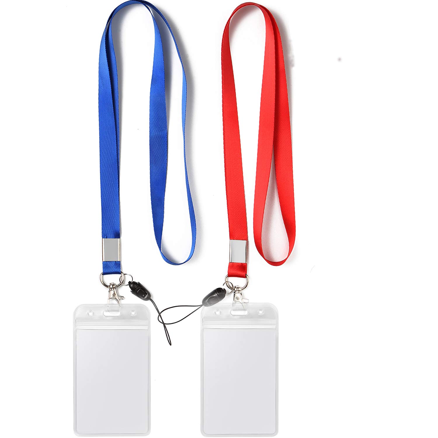 Mua YOUOWO 2 Pack Lanyard with ID Badge Holder Blue Red Lanyards for id Card Holder Neck Office