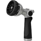 RESTMO Water Hose Nozzle, Metal Garden Sprayer, Medium Duty, Leak-proof | Compact Design, 7 Adjustable Spray Patterns, Thumb Control, Ideal for Plants &amp; Lawns Watering, Cars &amp; Pets Washing, Black