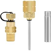 MEASUREMAN Brass Gauge Adaptor 1/4NPT Female，2-1/2 OAL x 1-2/5" x 1/8" Probe with Stainless Steel Sheath，Pressure Gauge Fitti