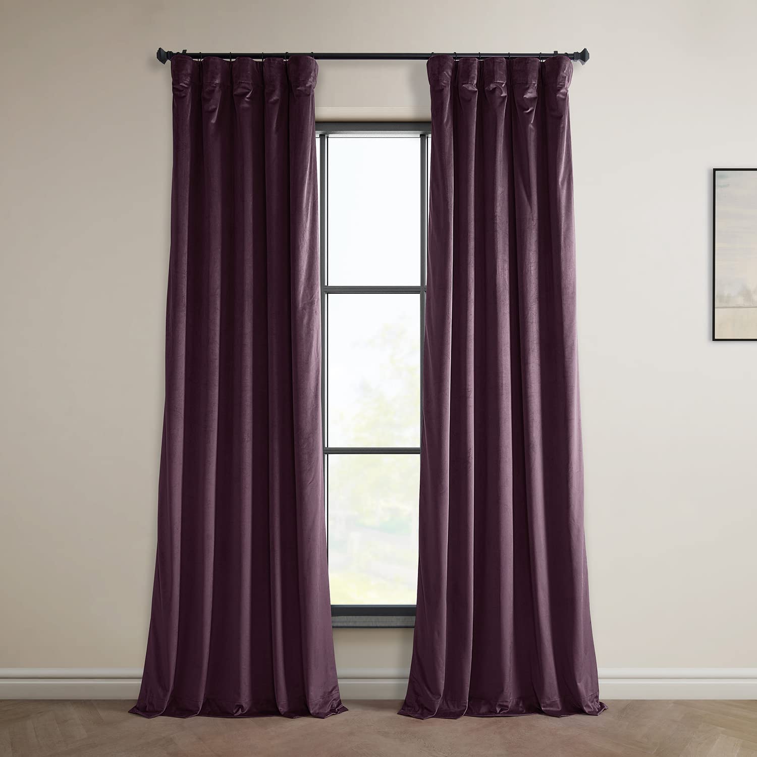 HPD Half Price Drapes Heritage Plush Velvet Curtains 84 Inches Long Room Darkening Curtains for Bedroom & Living Room 50W x 84L, (1 Panel), Winter Plum