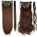 Clip in Hair Extensions 8 PCS 18 Clips 145G Thick Straight Curly Full Head Real Natural Synthetic Fibre Hairpiece 60 colors for Women Lady Girls(17 inch,medium brown-curly)