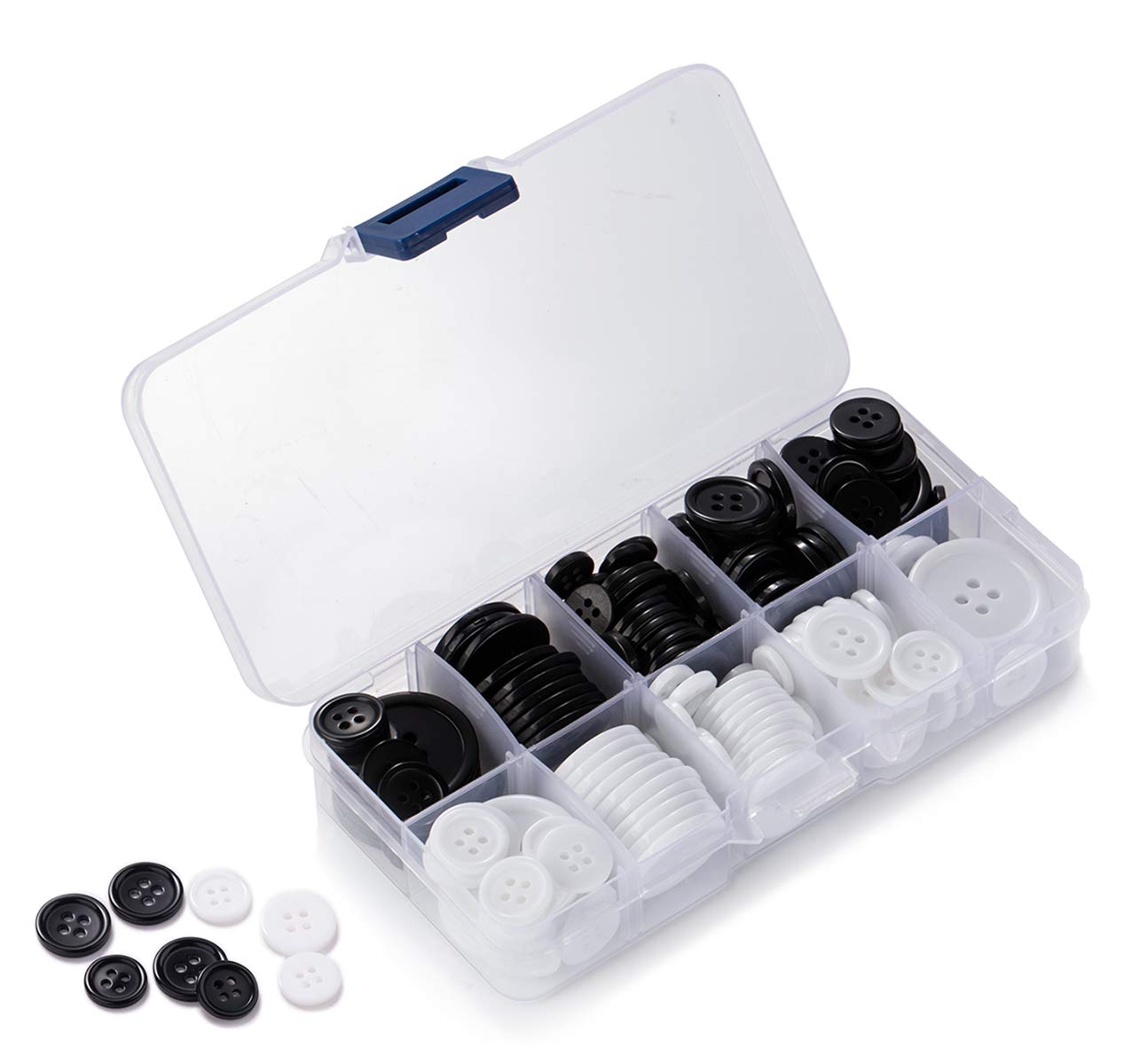 176 PCS Mixed Resin Buttons for Sewing, 4 Holes Sewing Craft Buttons with Separate Storage Box, Sewing Button in 6 Sizes