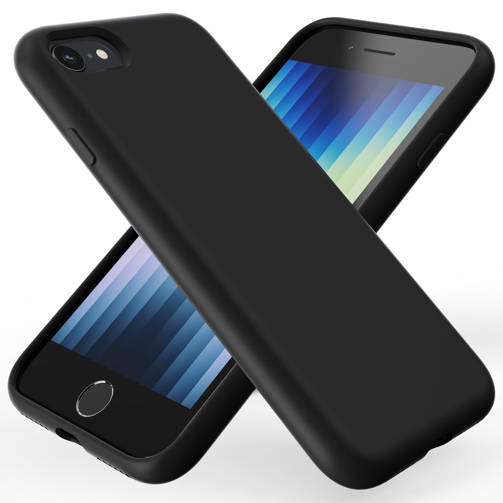 TAXXOE Liquid Silicone Case Compatible with iPhone SE case 2020/2022, iPhone 8/7 case, 4.7 Inch, Soft-Touch, Shockproof, DustProof, Antiskid Full Body Phone Cover for iPhone SE-Black — image 1
