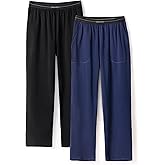 DAVID ARCHY Men's Pajama Pants Cotton Comfy Sleep Bottoms, Lightweight Lounge Pants with Pockets Soft Sleepwear PJs, 2 Pack