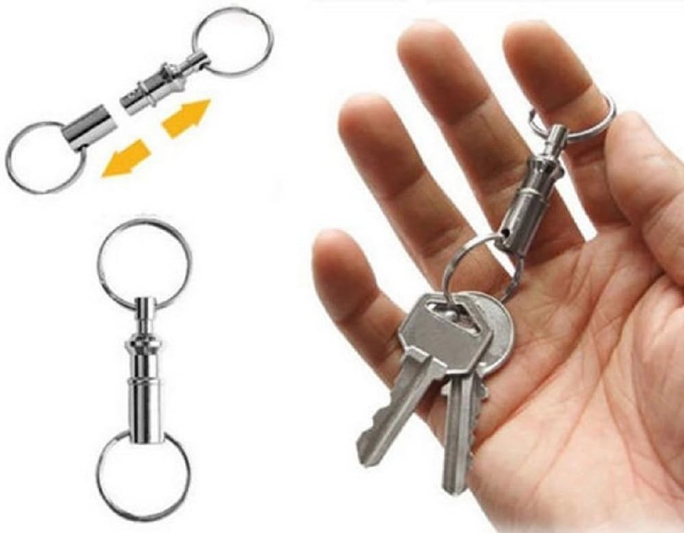 Rongbo 3 Pack Quick Release Detachable Pull Apart Key Rings Keychains,Double Spring Split Snap Seperate Chain Lock holder Convenient Accessory Gift (3Pack): Office Products