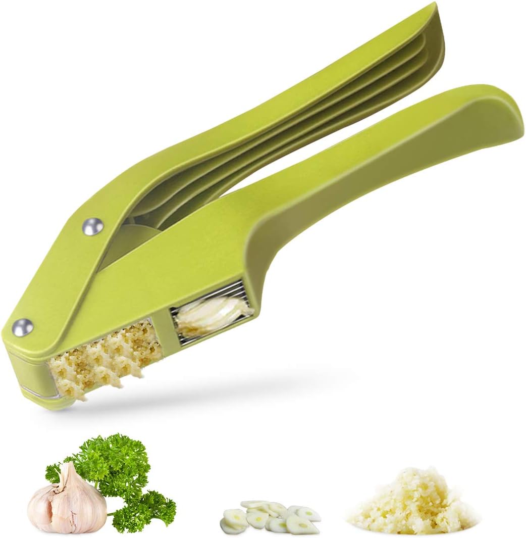 Garlic Press, 2 in 1 Garlic Mincer & Slicer, Ginger Crusher Garlic