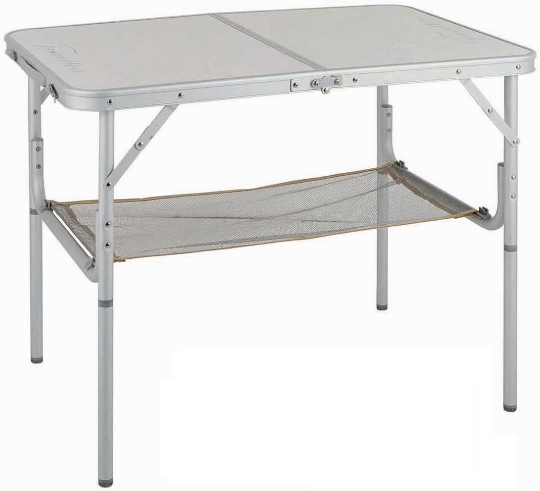 FORMA MARINE Aluminum Camping Table 61x90cm Foldable Case 'Camping-Duo'. Anodized Aluminum tube 25mm external diameter and 1mm wall thickness. Melamine covered compressed carton. Aluminum profile. PA220S
