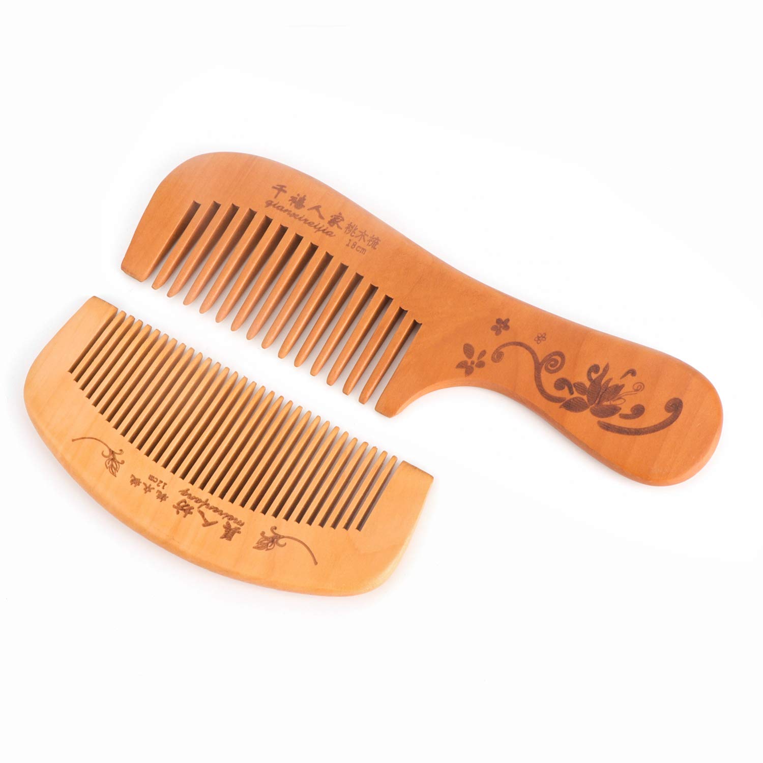 Handmade wooden comb, wide and dense wooden comb, anti-static, beard brush, hair (for men and women), natural static sandalwood comb (12 cm)