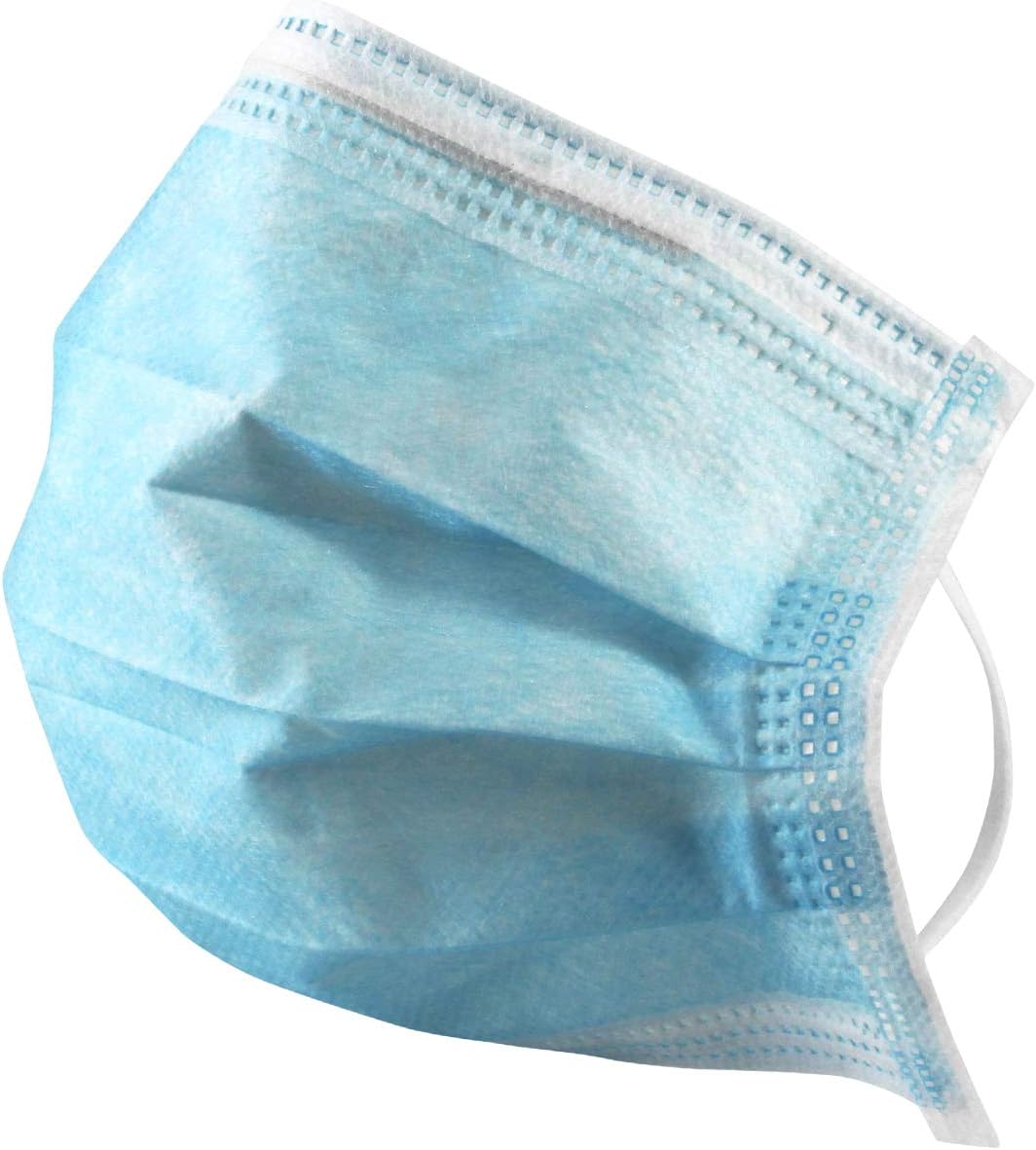 SHAOJIER Disposable 3-Ply Face Mask Antiviral Medical Surgical Dental Earloop Polypropylene Masks for Personal Health - Pack of 10 (Blue)