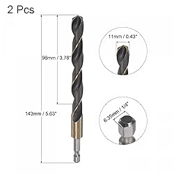 uxcell 2 Pcs High Speed Steel Hex Shank Twist Drill