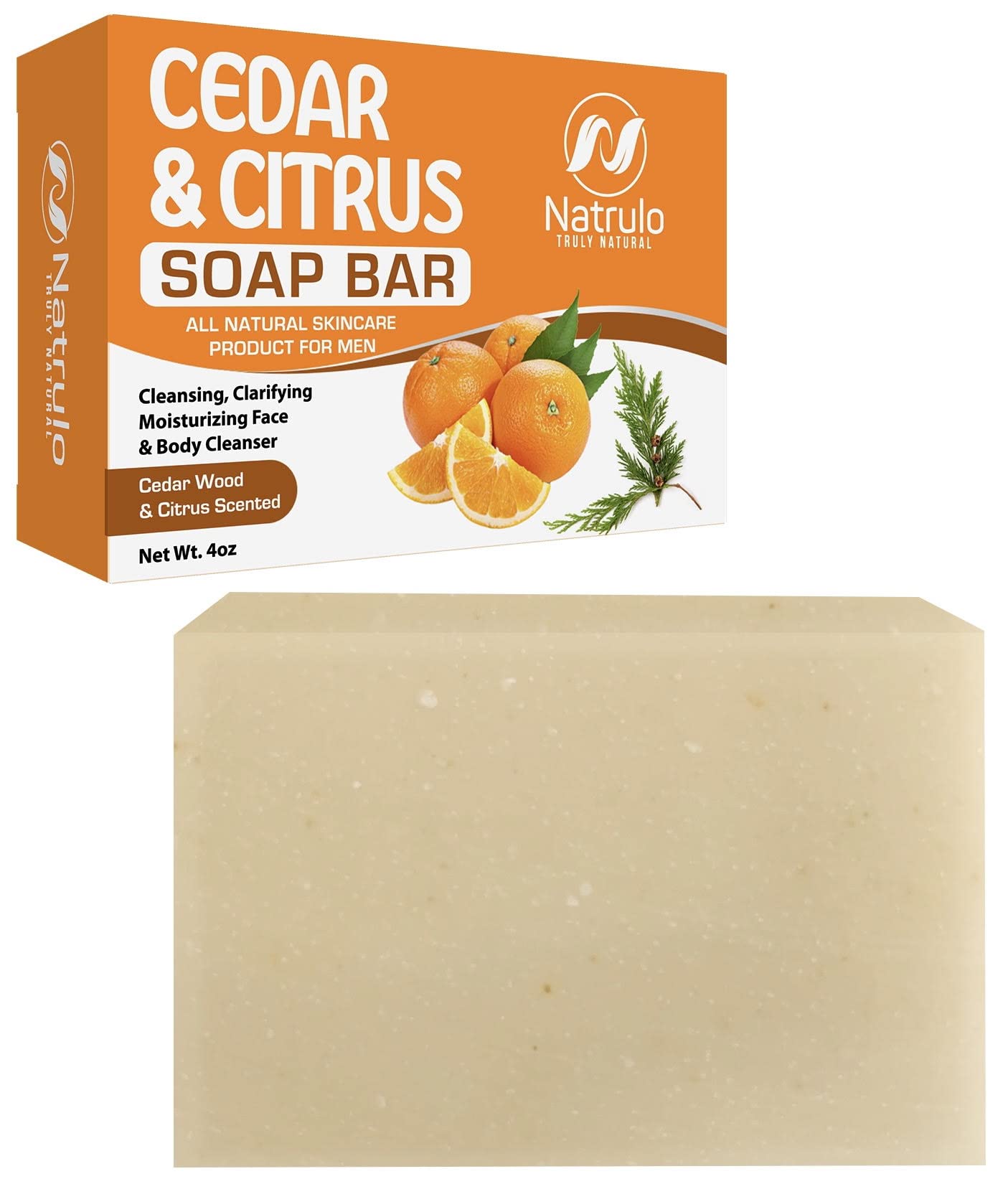 Cedar & Citrus Natural Soap, 4oz Scented Bar Soap