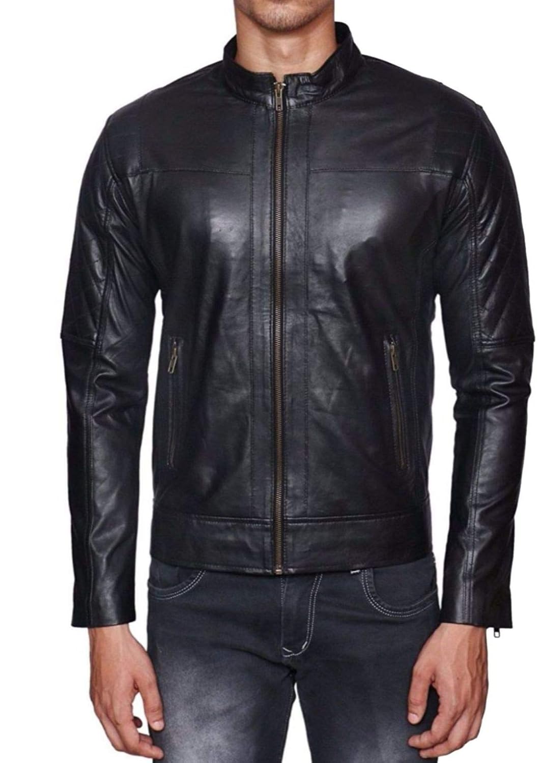 Buy NEW CHOICE Pure Genuine Leather Jacket for Men's_161Small Black at