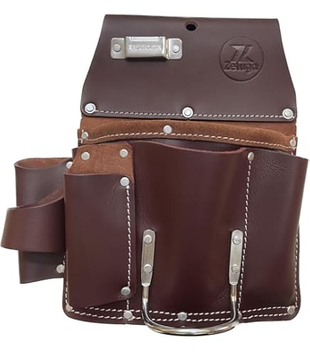 Graintex Hammer Holder – Top Grain Leather Tool Holster With Hammer Loop & Pocket (Chestnut Brown)