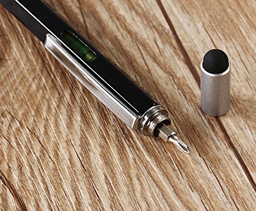 Multi-Word 6 in 1 Multi Function Tool Ballpoint Pen with Ballpoint, Ruler, Screwdriver, A Flat Head, Touch-Screen Pen (3 PCS,Black) - Thumbnail 4