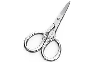 Professional Nose Hair & Eyebrow Scissors, Small Stainless Steel Precision Trimmer for Women/Men, Facial Ear Hair Grooming Tool with Safety Tip - AsonTao Compact Design