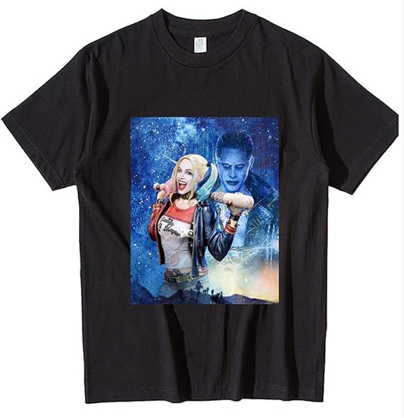 Amazon 映画 Tシャツ Suicide Squad スーサイド スクワッド Tシャツ メンズ レディース 半袖 綿 黒 夏 丸襟 ゆったり おしゃれ 通勤 通学 おおきいサイズ プリント ｔシャツ 面白い ブラック Tシャツ カットソー 通販