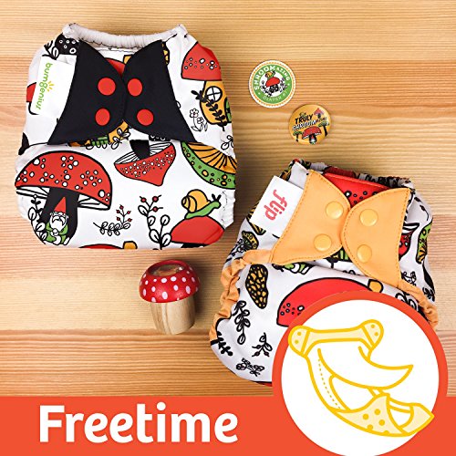 Doodles Collection: bumGenius Freetime All-In-One One-Size Snap Closure Cloth Diaper (SHROOMazing)