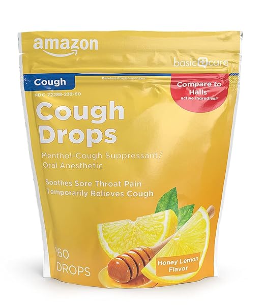 AMAZON BASIC CARE HONEY LEMON MENTHOL COUGH DROPS...
