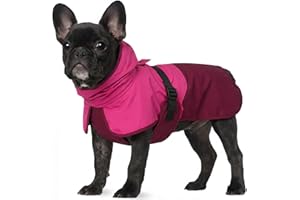 BRKURLEG Dog Raincoat Adjustable Dog Rain Jacket with Hood Dogs Waterproof Rainproof Jacket with Leash Hole Pet Poncho Rain C